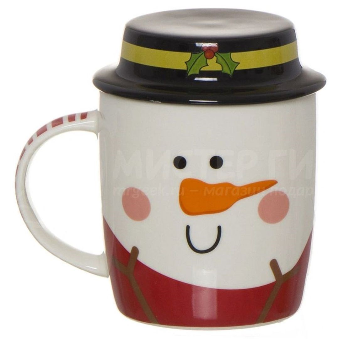 Кружка с крышкой Снеговик Snowman