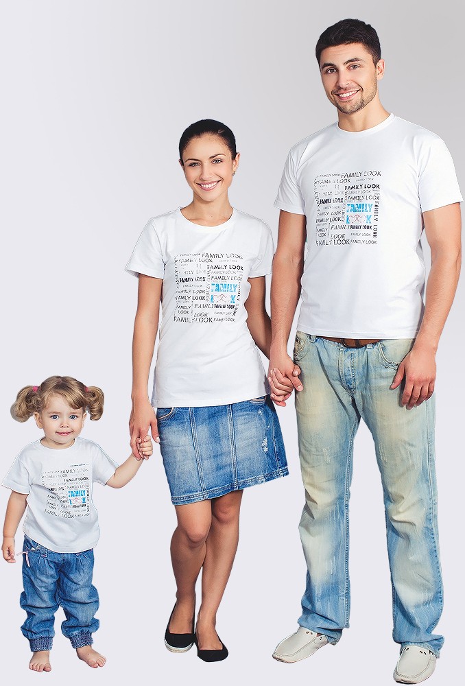 Комплект белых футболок Family Look для мамы, папы и ребенка