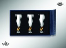 Серебряный набор рюмок Рыбка, с позолотой (3 предмета)