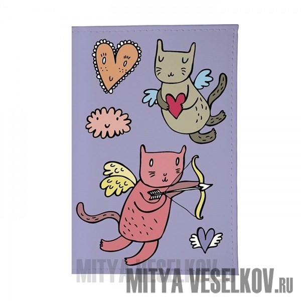 Визитница Коты-амуры на сиреневом