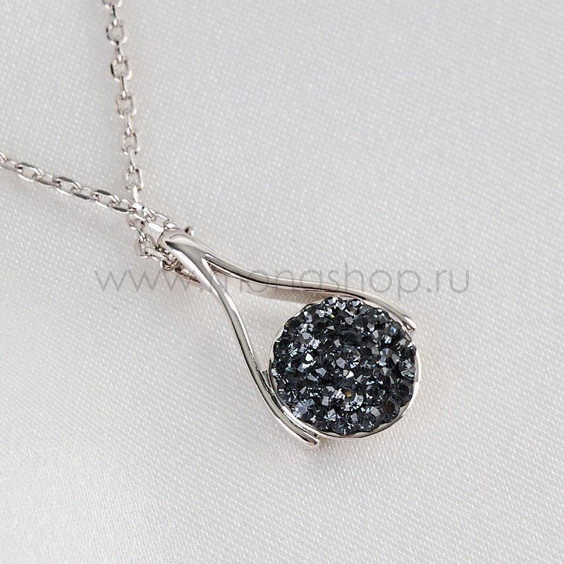 Подвеска на шею с черными кристаллами Swarovski Стелла