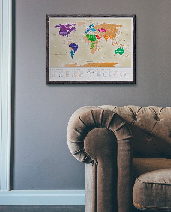Скретч-карта Travel Map™ Gold World RU 80 х 60 cm