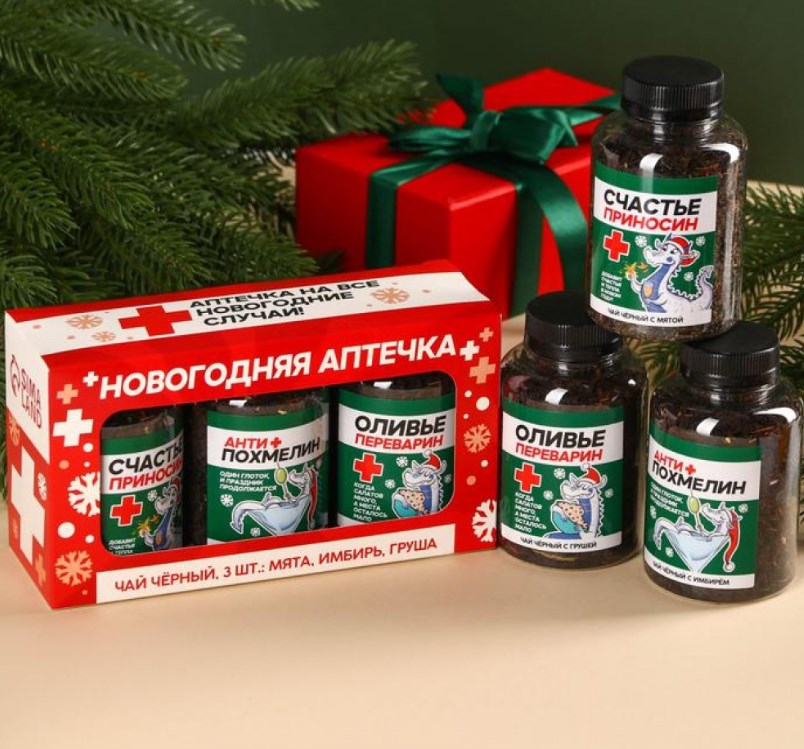 Набор чая «Новогодняя аптечка»: груша, имбирь, мята