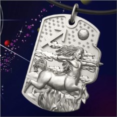 Серебряный жетон знак зодиака Стрелец с гравировкой