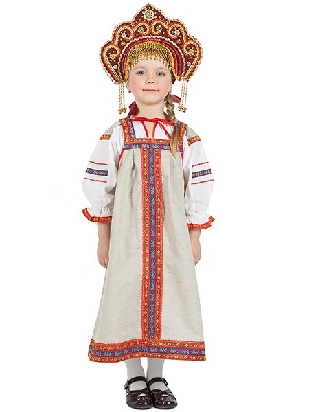 Русский народный льняной костюм для детей Забава