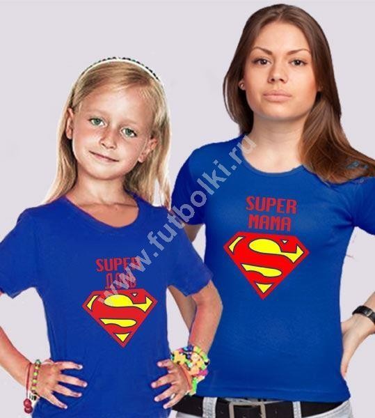 Парные футболки для мамы и дочки Superman