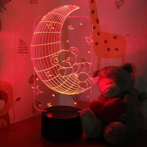 3D светильник «Медвежонок уснул на луне»