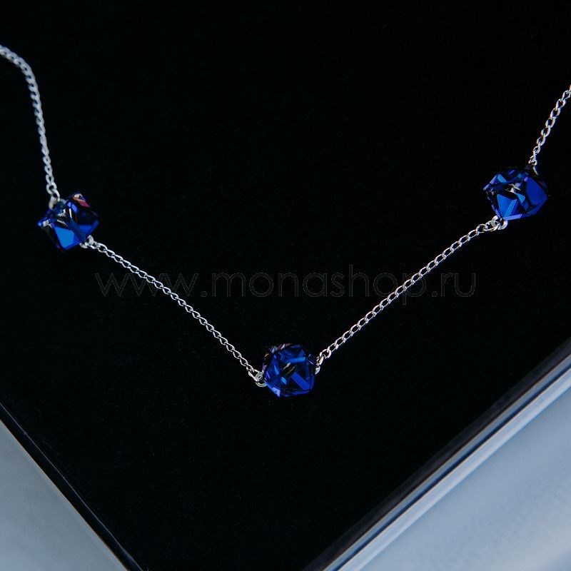 Колье с синими кристаллами-хамелеонами Swarovski «Миражи»