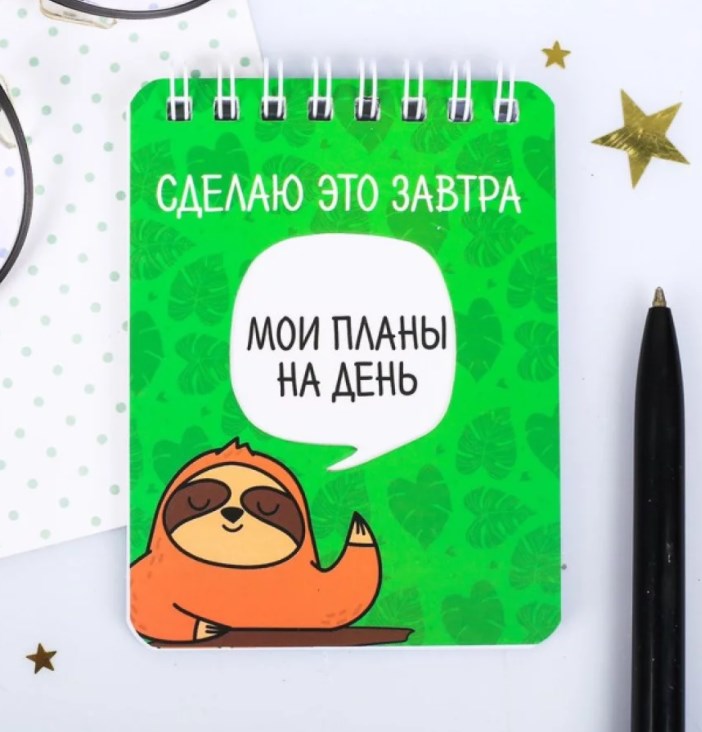 Блокнот с ленивцем «Мои планы на день»