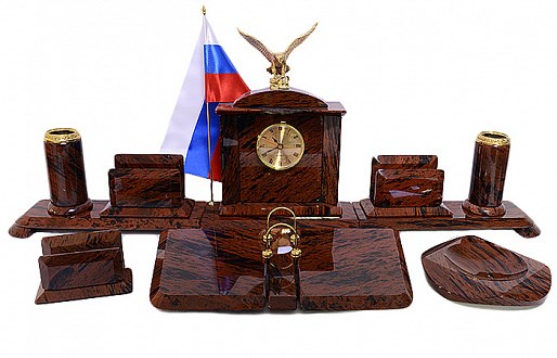 Настольный набор из обсидиана