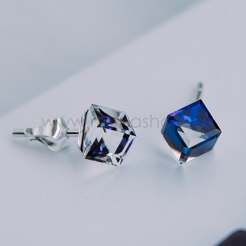 Серьги-гвоздики «Миражи» с синими кристаллами Swarovski
