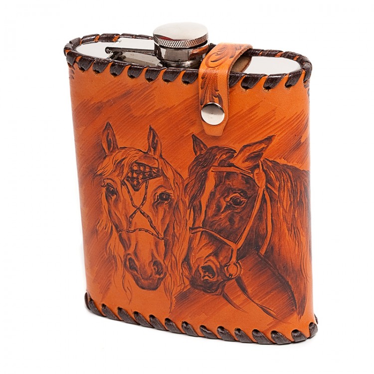Фляга в оплетке из натуральной кожи Horses