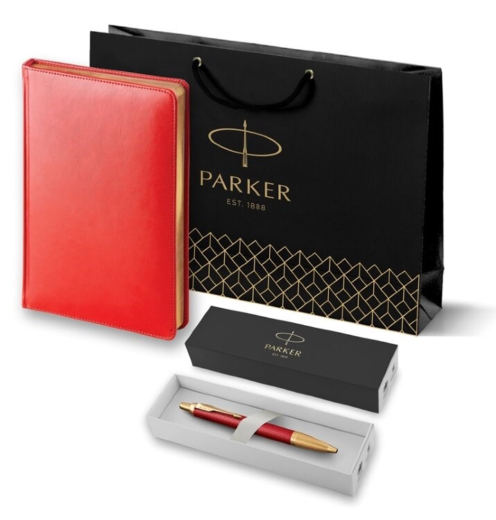 Подарочный набор Parker: шариковая ручка IM Premium K318 Red GT и ежедневник