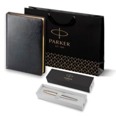 Подарочный набор Parker: ежедневник и шариковая ручка Parker Jotter Essential, St Steel GT 1953182set