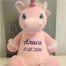 Мягкая именная игрушка Розовый единорог