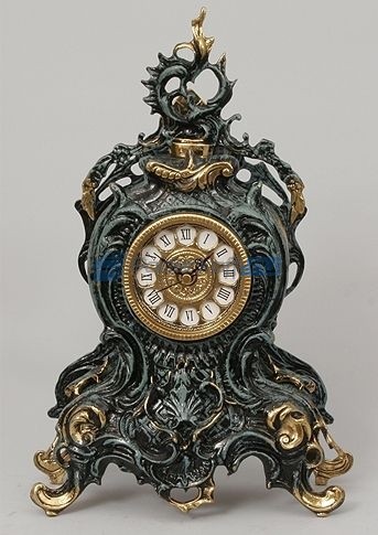 Часы из бронзы Коста Брава, цвет синий с золотом