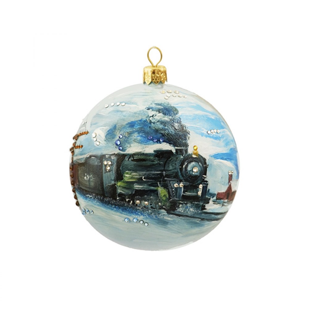 Новогодний шар с кристаллами Железнодорожник 3 (Swarovski)