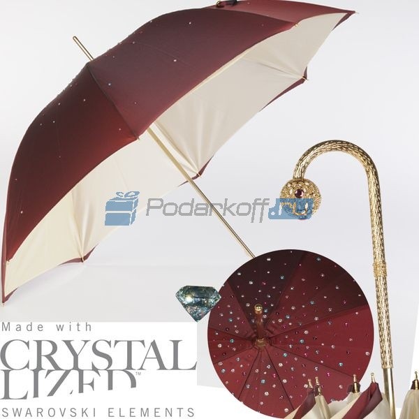 Женский зонт-трость Pasotti Swarovski Bordo Style