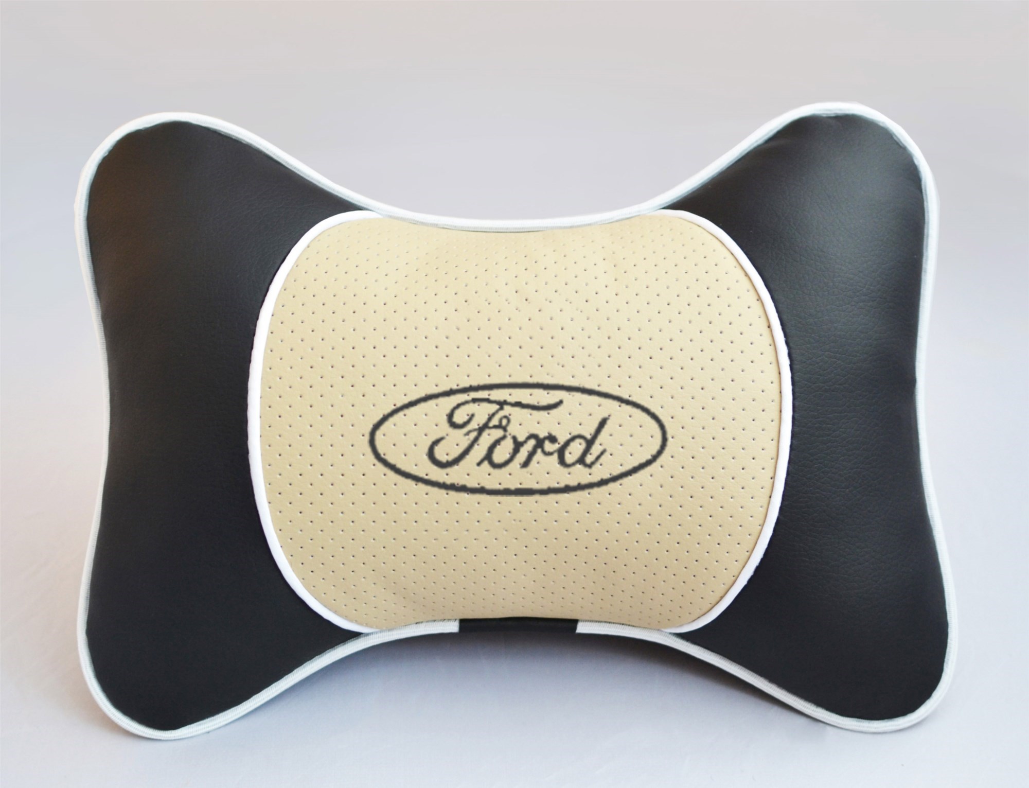 Подушка на подголовник Люкс с бежевой экокожей Ford