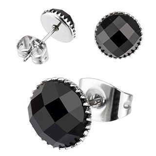 Серьги-гвоздики с черным ониксом Spikes SER110