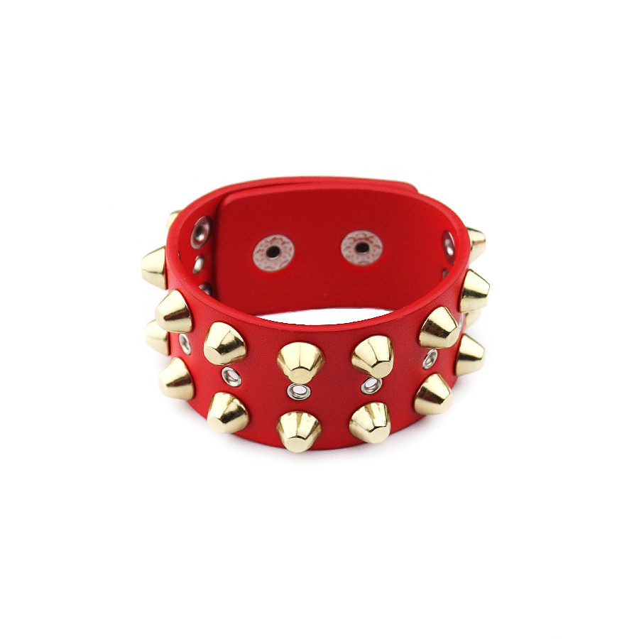 Мужской кожаный браслет с шипами Fashion Steel FSLB001