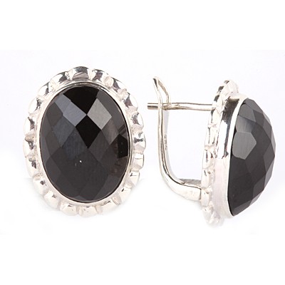 Серьги из серебра с ониксом