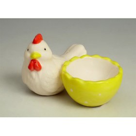 Подставка под яйцо с курочкой желтая