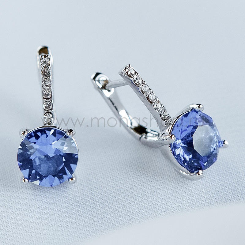 Серьги с синими кристаллами Swarovski Классика