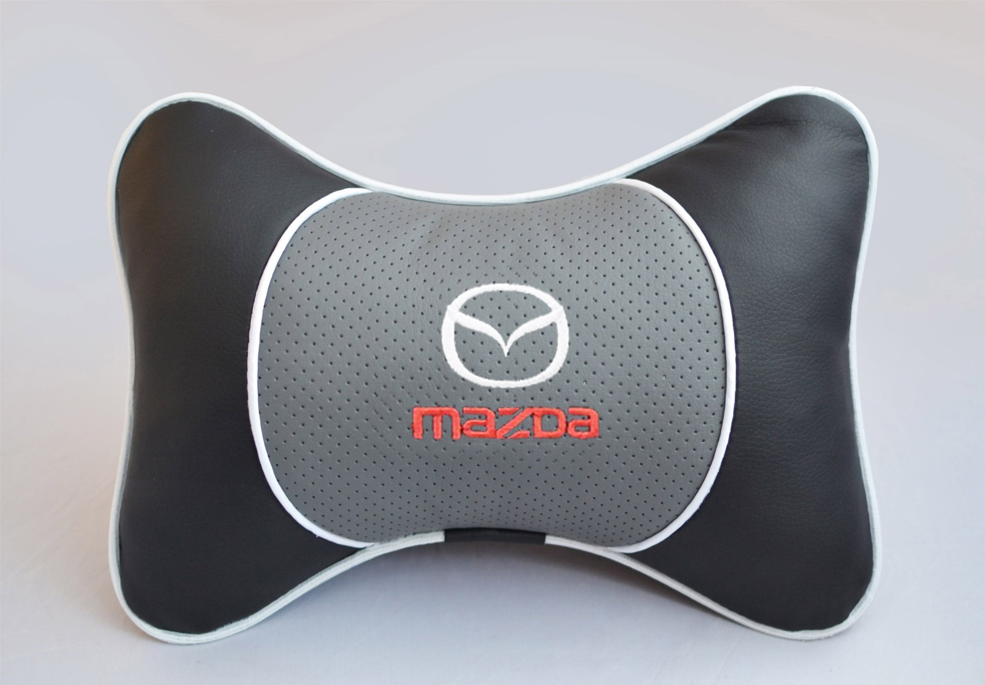 Подушка-подголовник Люкс с серой вставкой экокожи Mazda