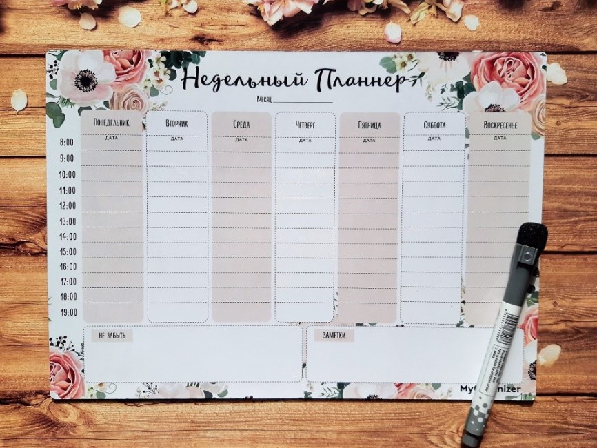 Магнитная доска для записей на холодильник Цветы