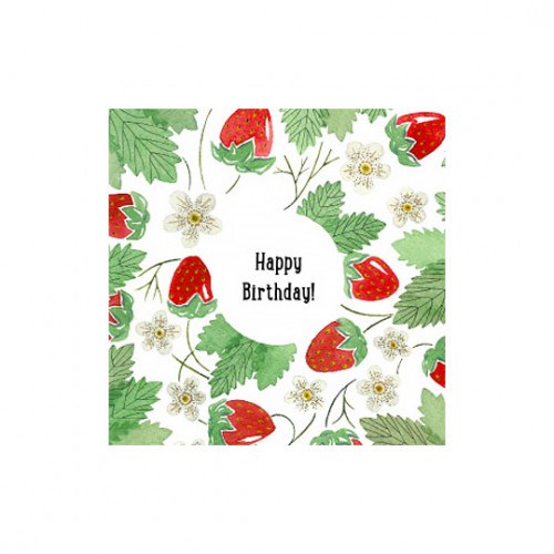 Авторская открытка Happy Birthday. Клубнички
