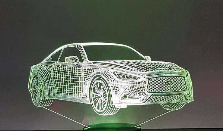 3D Ночник Тачка с именами на заказ