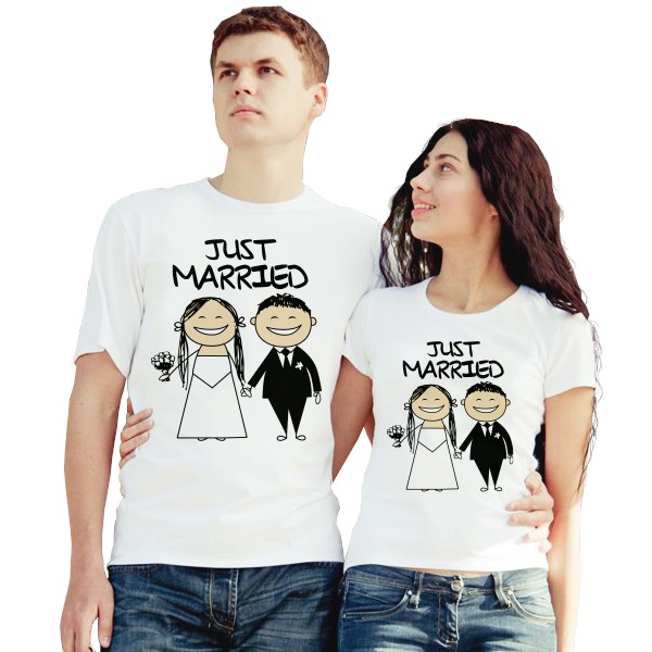 Парные футболки Just Married, жених и невеста