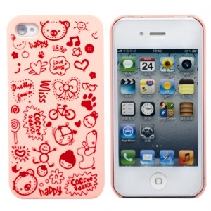 Розовый чехол для iPhone4 Happy