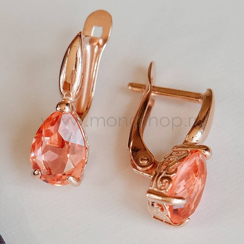 Серьги с кристаллами Swarovski «Коралловые капли»