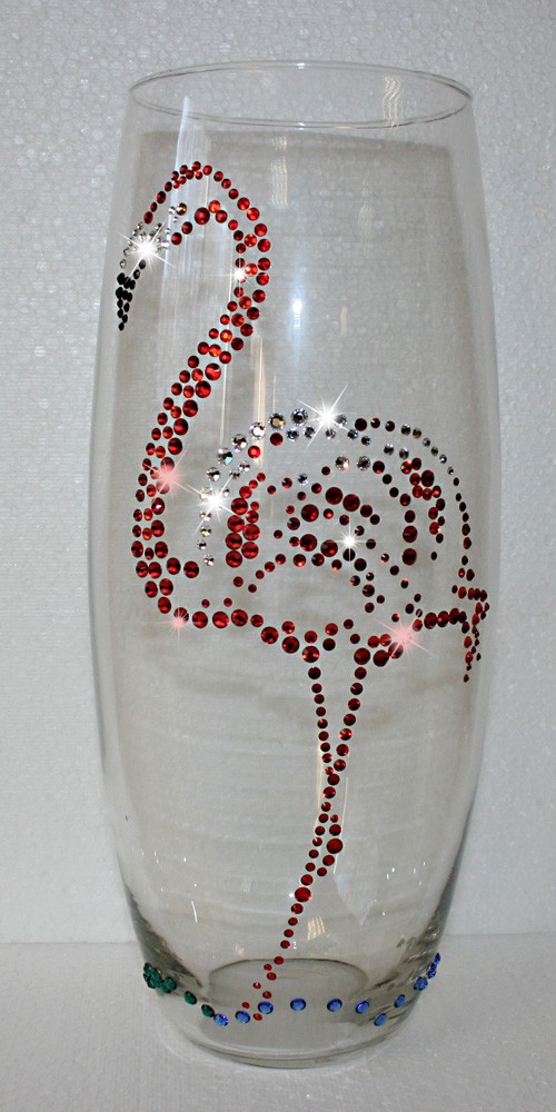Ваза с кристаллами Swarovski Фламинго