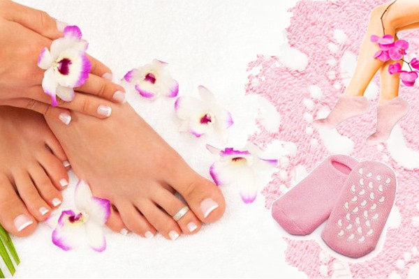 Розовые силиконовые гелевые SPA носочки