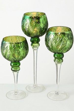 Подсвечники бокалы NOBLE LEAVES, 30-40 см (3 шт)