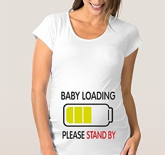Футболка для беременных Baby loading батарейка
