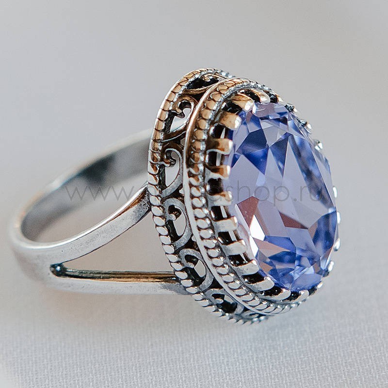 Кольцо с кристаллом Swarovski лавандового цвета «Винтаж»