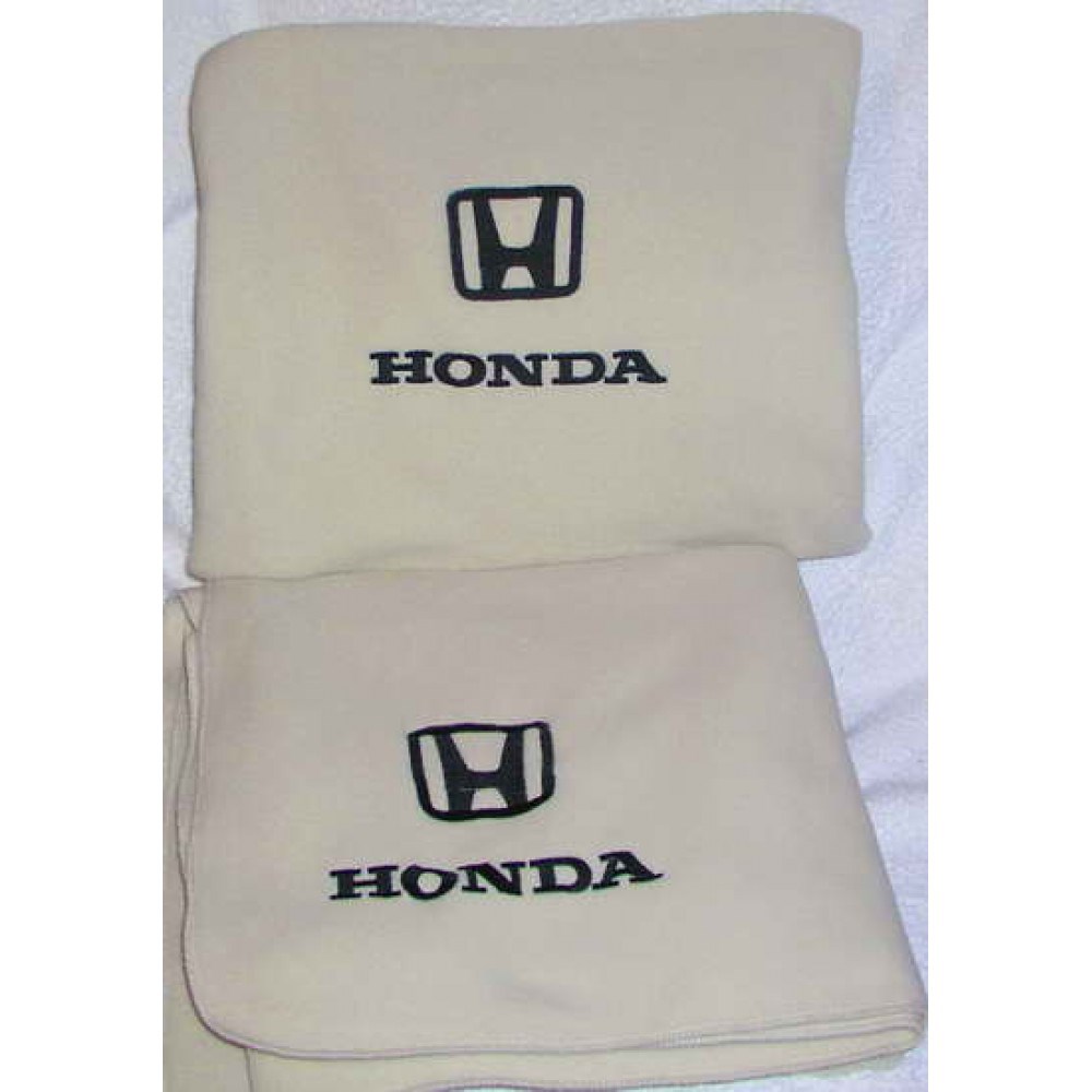 Бежевый плед с черной вышивкой Honda