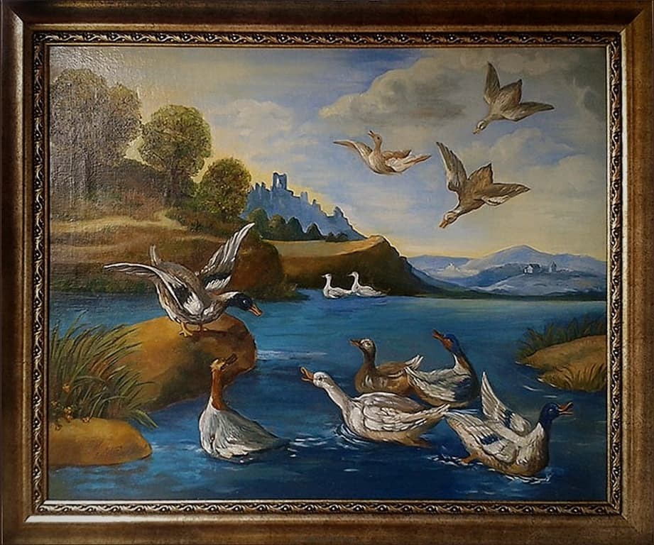 Картина Озеро с птицами (Lake with birds)