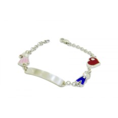 Серебряный браслет с фигурками детей, 19 см, 925 проба, гравировка