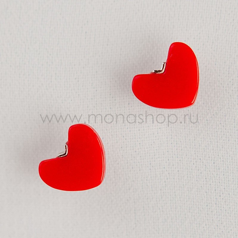 Серьги детские серебряные «Красное сердце»