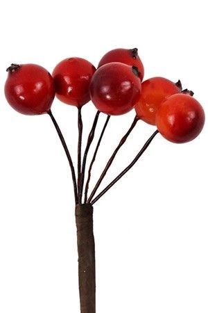 Декоративная ветка ШИПОВНИК красный, 50 см, 6 ягод