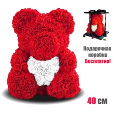 3D Мишка из роз с сердцем