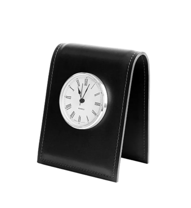 Часы на подставке Premium из кожи Full Grain Black/Cuoietto