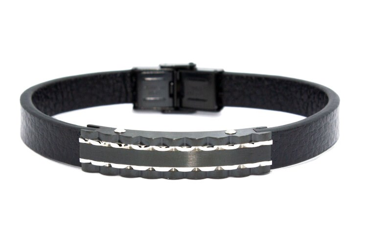 Браслет из кожи и стали Spikes SLQ-1008K-085 с гравировкой