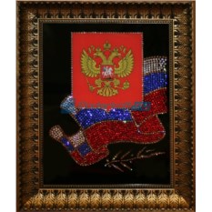 Картина Красный Герб и флаг России со стразами Swarovski