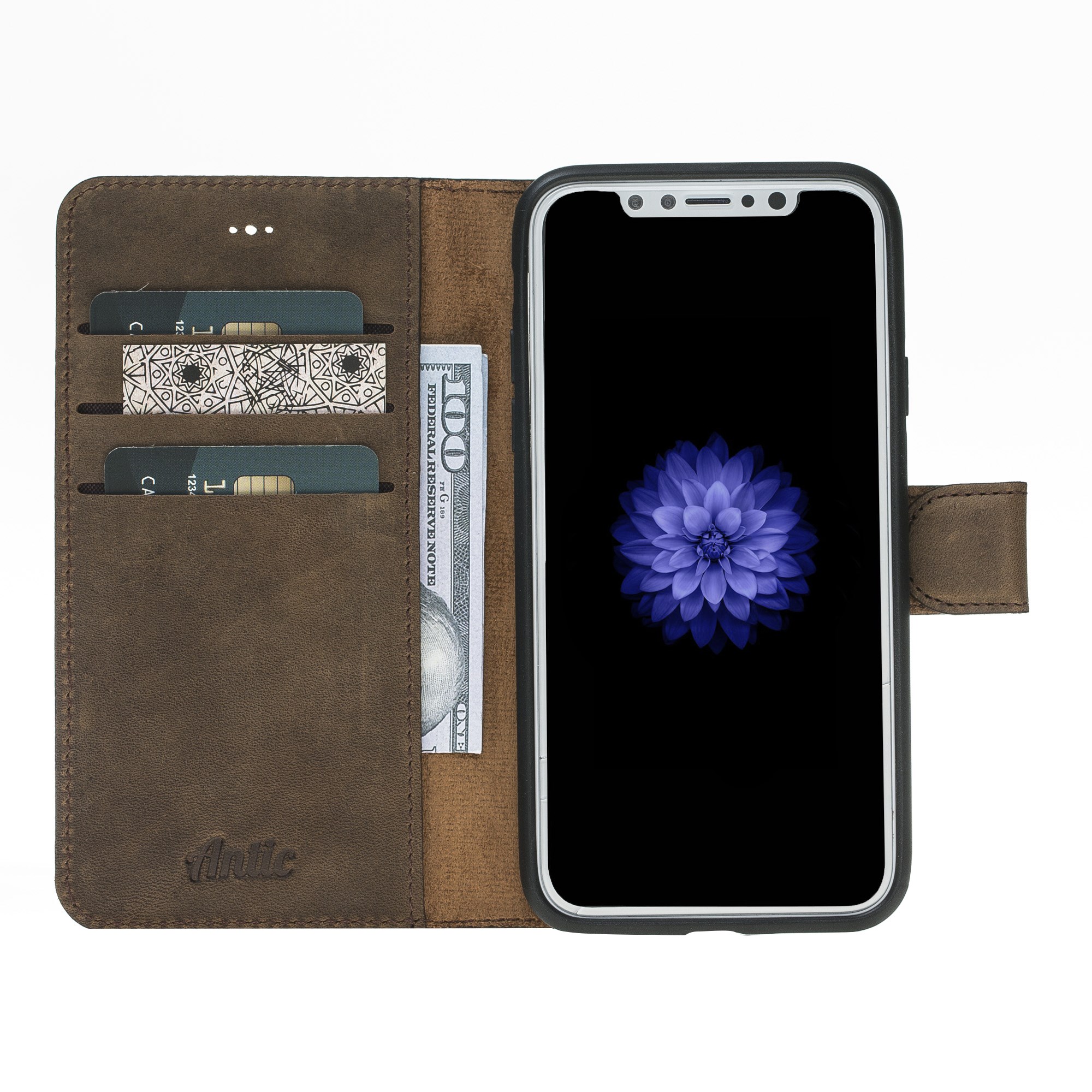 Кожаный чехол-книжка Antic Ra-Wallet для iPhone X